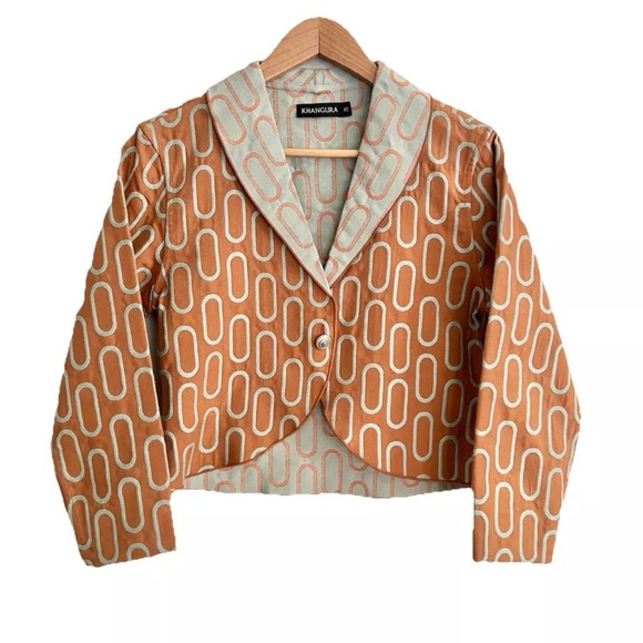 Vintage Khangura Art To Wear Funky Geometric Tapestry Jacket Women’s XS USA Made - Picture 1 of 10